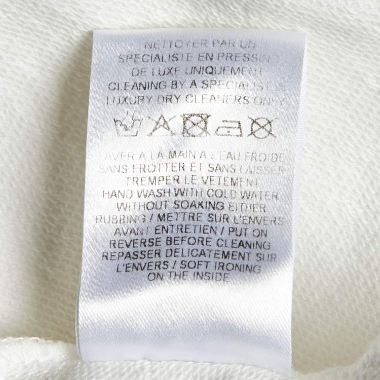 Pre Owned Balmain White Logo Print Cotton Crew Neck Sweatshirt S