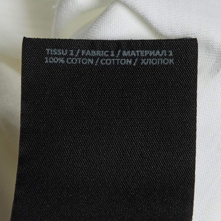 Pre Owned Balmain White Logo Print Cotton Button Detail T-Shirt M 