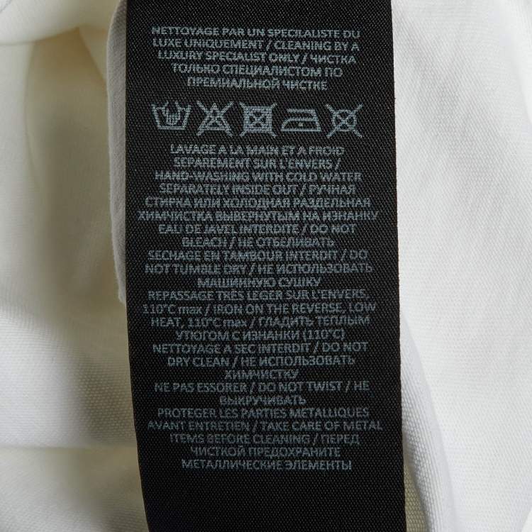 Pre Owned Balmain White Logo Print Cotton Button Detail T-Shirt M 