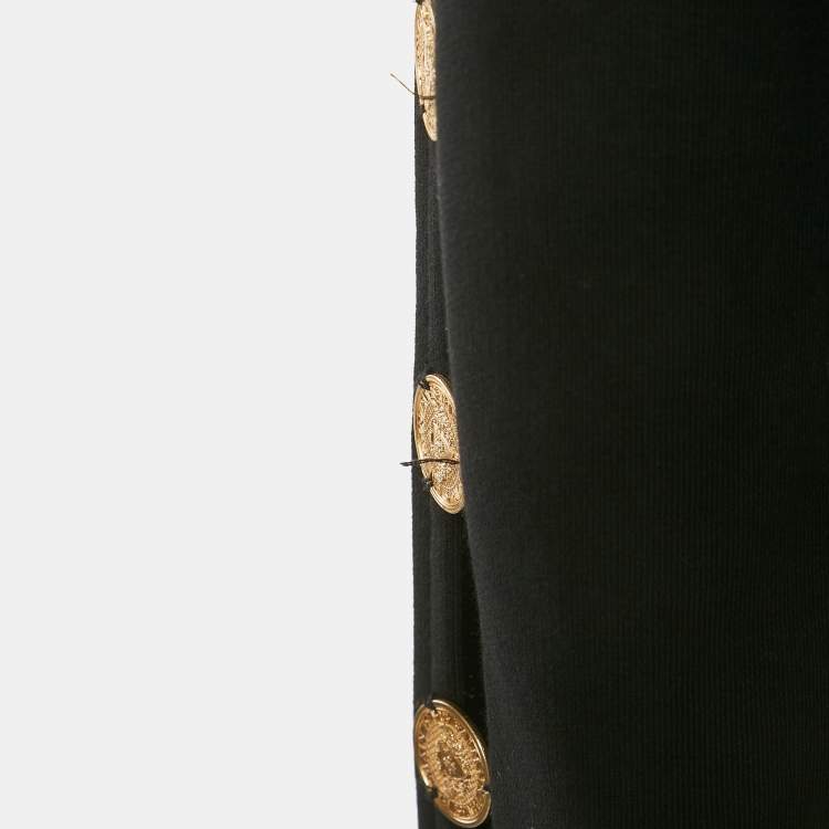 Pre Owned Balmain Black Cotton Knit Coin Embellished Sweatshirt M