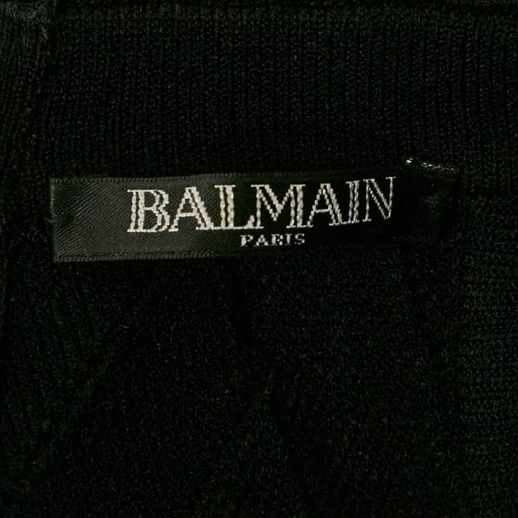 Pre Owned Balmain Black Sequin Embellished Knit Midi Dress L
