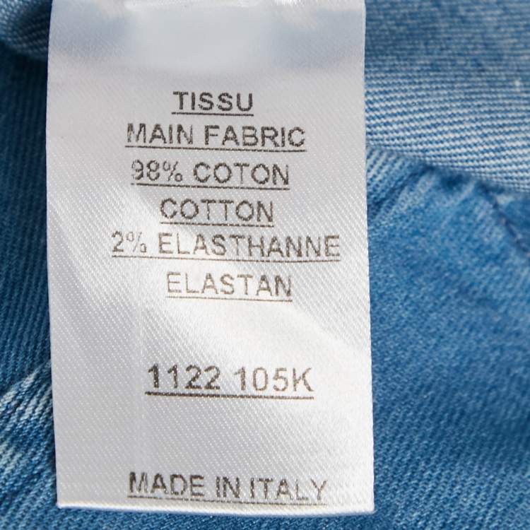 Pre Owned Balmain Blue Denim Gold Button Detail Long Sleeve Shirt L