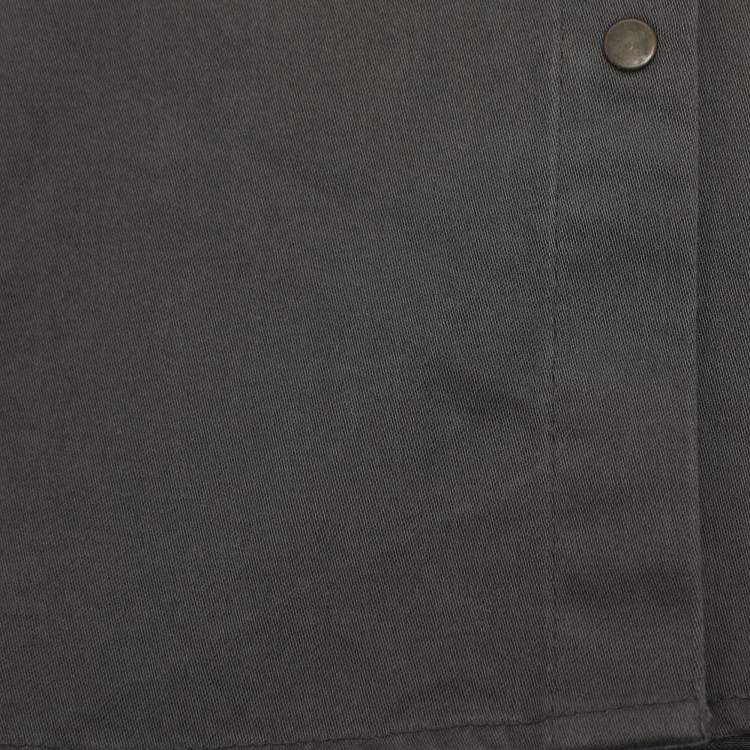Pre Owned Balmain Dark Green Cotton Distressed Embellished Button Front Military Shirt M