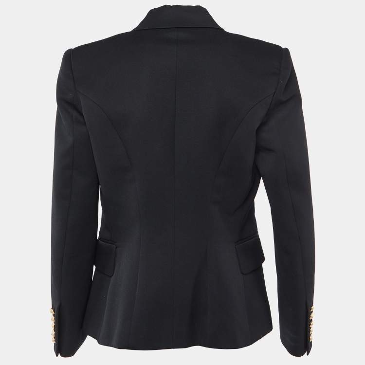 Pre Owned Balmain Black Wool Double Breasted Blazer L