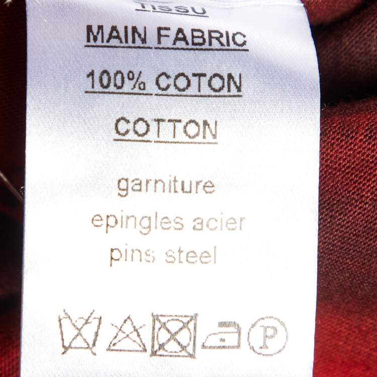 Pre Owned Balmain Red & Burgundy Cotton Pin Detail Sleeveless T-Shirt S