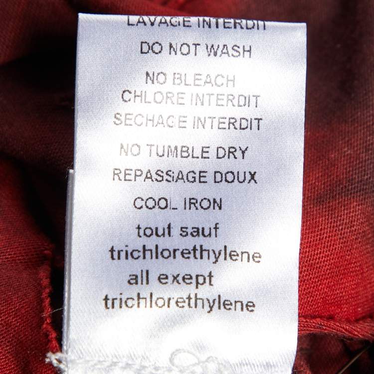 Pre Owned Balmain Red & Burgundy Cotton Pin Detail Sleeveless T-Shirt S