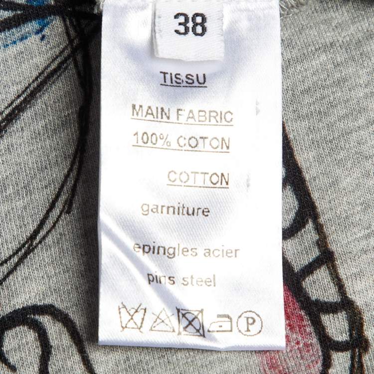 Pre Owned Balmain Grey Printed Cotton Knit Pin Detail T-Shirt M
