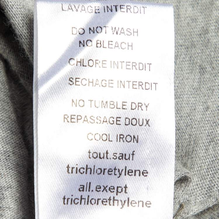 Pre Owned Balmain Grey Printed Cotton Knit Pin Detail T-Shirt M