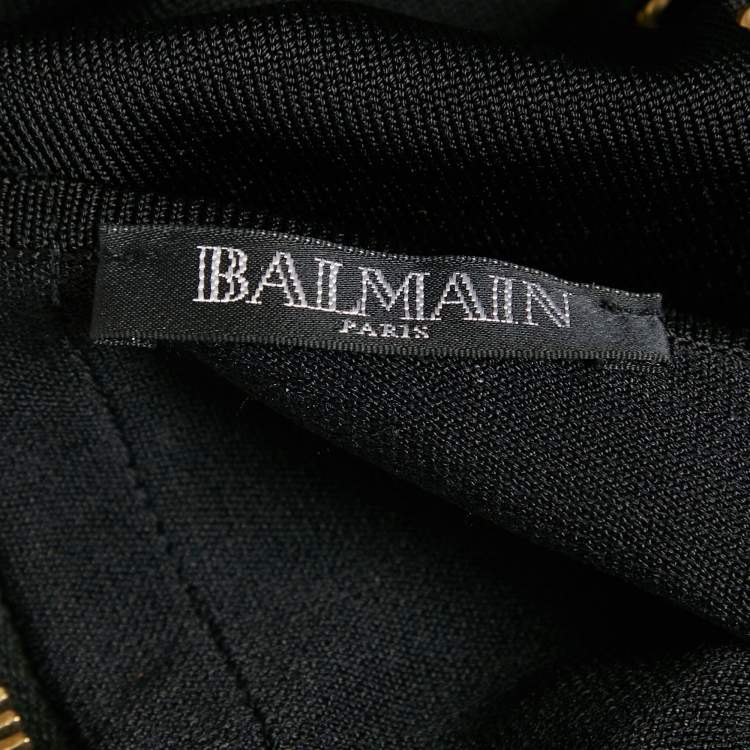 Pre Owned Balmain Black Knit Lace-Up Detail Halter Neck Mini Dress XS