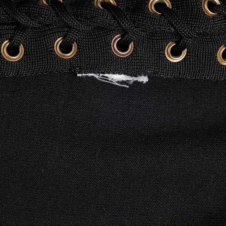 Pre Owned Balmain Black Knit Lace-Up Detail Halter Neck Mini Dress XS