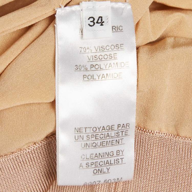 Pre Owned Balmain Dark Beige Stretch Knit Sleeveless Bodycon Mini Dress S