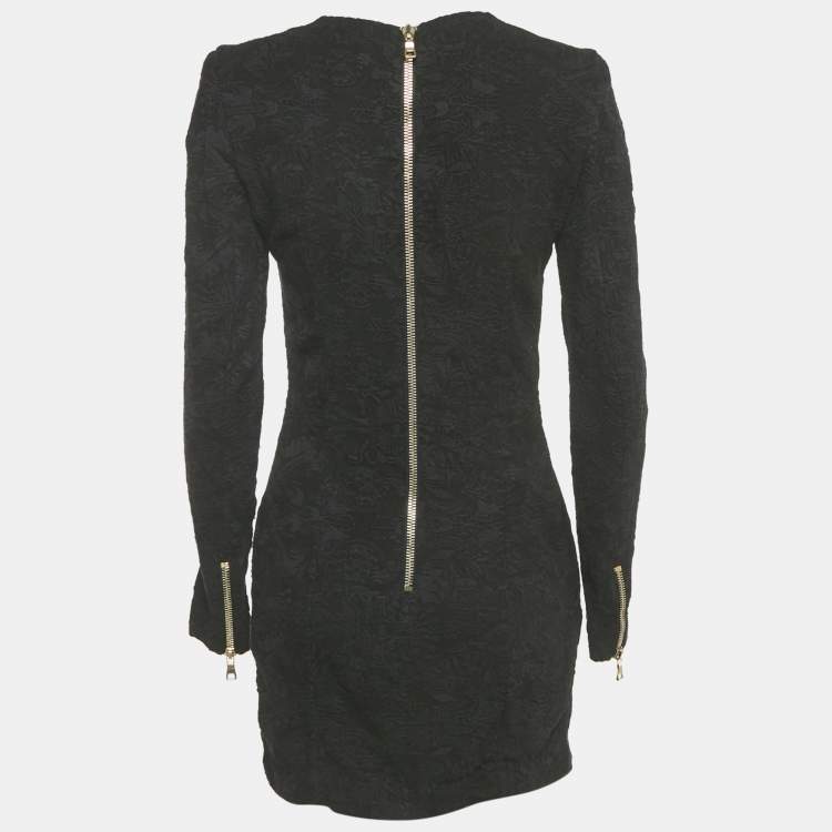 Pre Owned Balmain Black Jacquard Mini Dress M