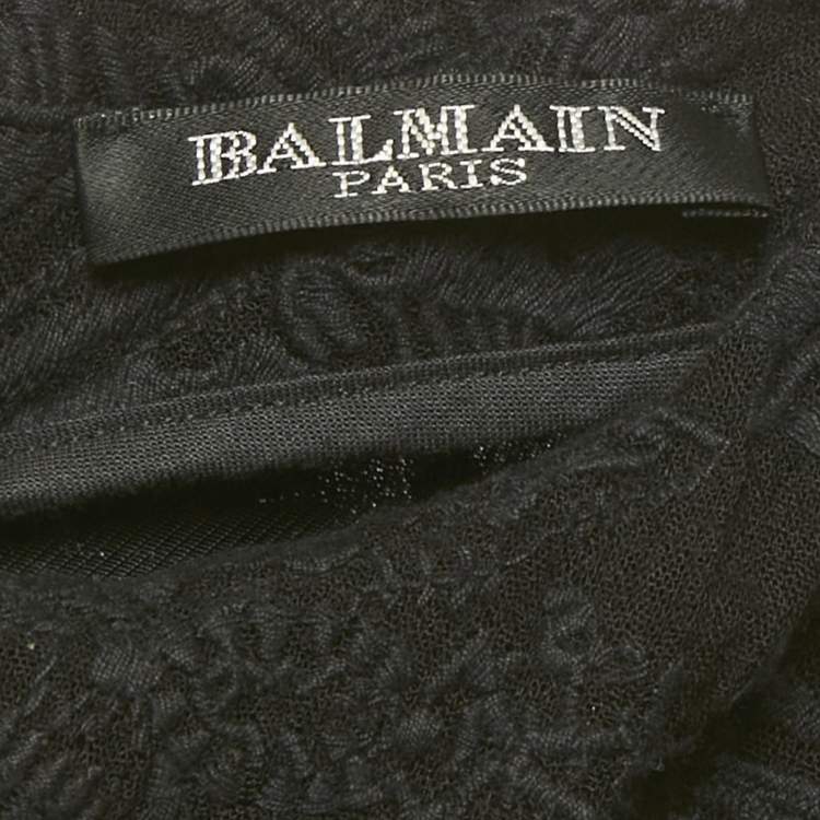 Pre Owned Balmain Black Jacquard Mini Dress M