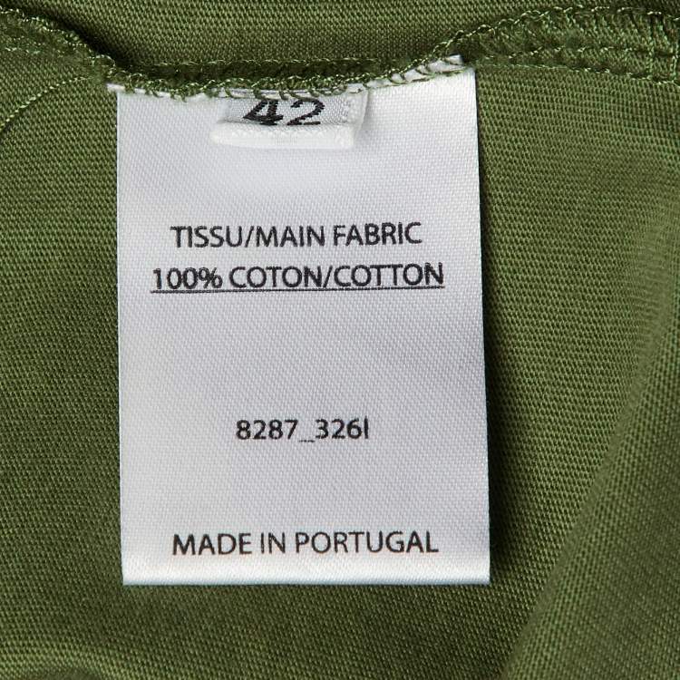 Pre Owned Balmain Olive Green Logo Print Cotton Sleeveless T-Shirt L