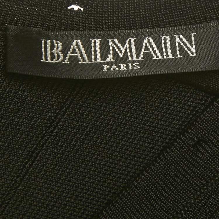 Pre Owned Balmain Black Knit Lace-Up Long Sleeve Mini Dress S