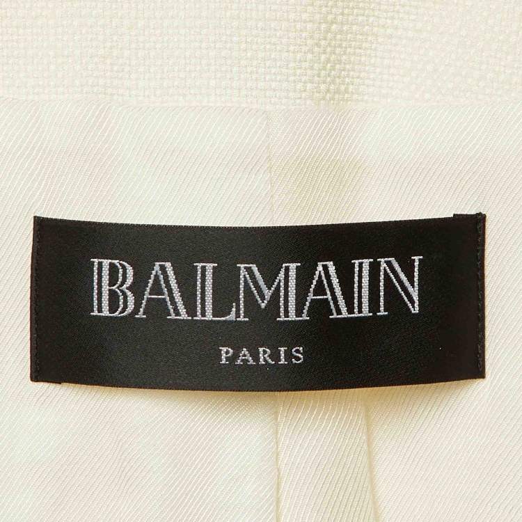 Pre Owned Balmain ivory Panama Double Breasted Tailored Jacket M