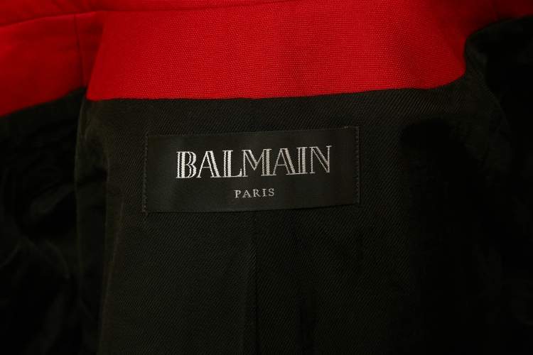 Pre Owned Balmain Red Crepe Double Breasted Blazer S