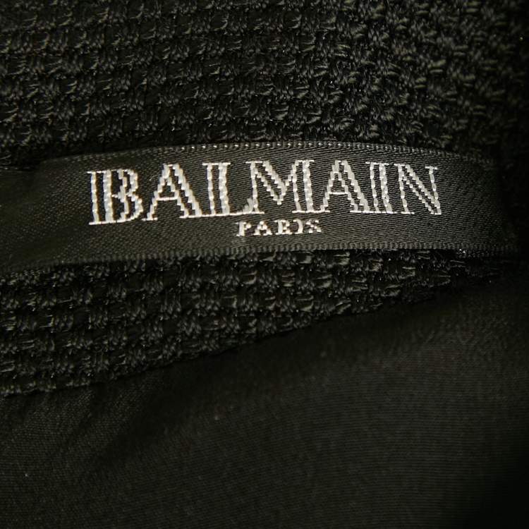 Pre Owned Balmain Black Beaded Canvas Mini Dress S