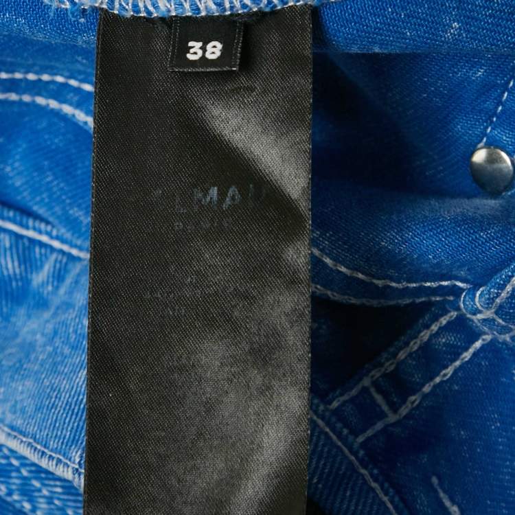 Pre Owned Balmain Blue Faded Denim Skinny Jeans M Waist 27"