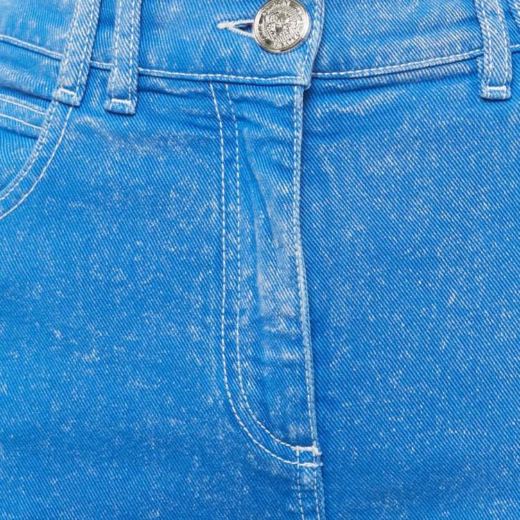 Pre Owned Balmain Blue Faded Denim Skinny Jeans M Waist 27"