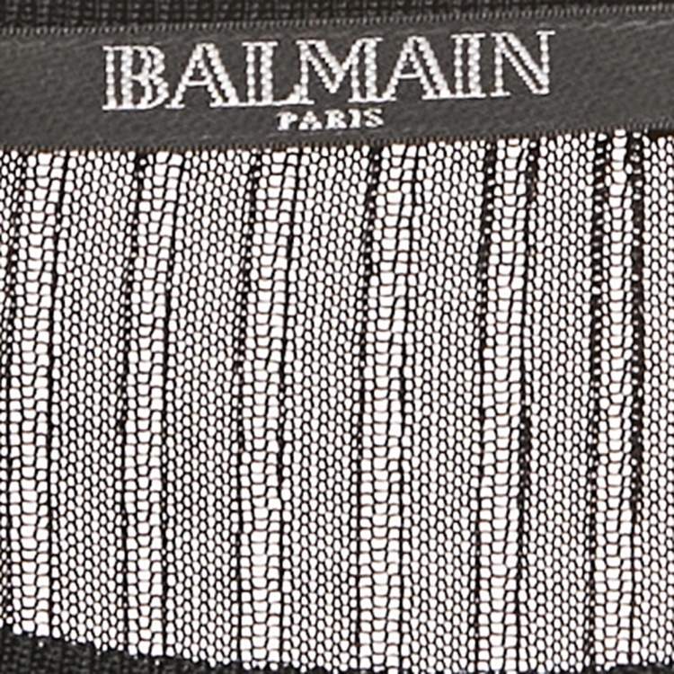 Pre Owned Balmain Black Rib Knit Long Sleeve Top S