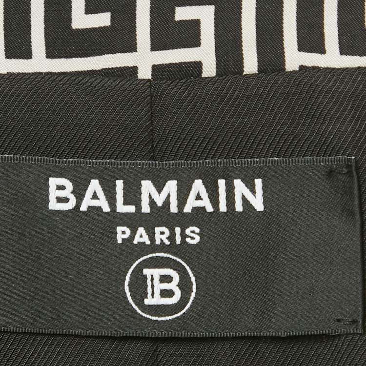 Pre Owned Balmain Black/White Monogram Cupro Double Breasted Blazer S