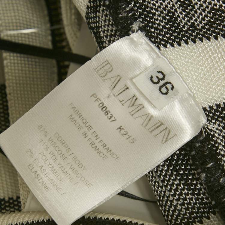 Pre Owned Balmain White Logo All Over Knit Crossover Banded Top S