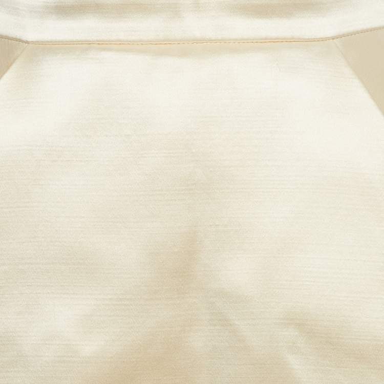 مملوكة مسبقًا تنورة ميني بالمين ساتان كريمي مقاس ميديوم