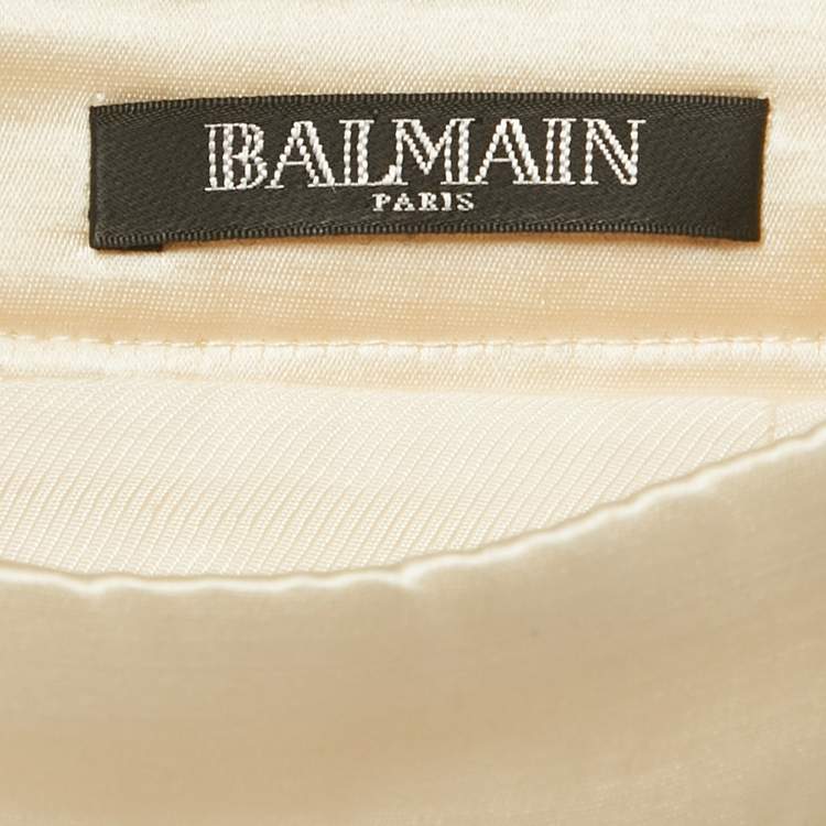 مملوكة مسبقًا تنورة ميني بالمين ساتان كريمي مقاس ميديوم