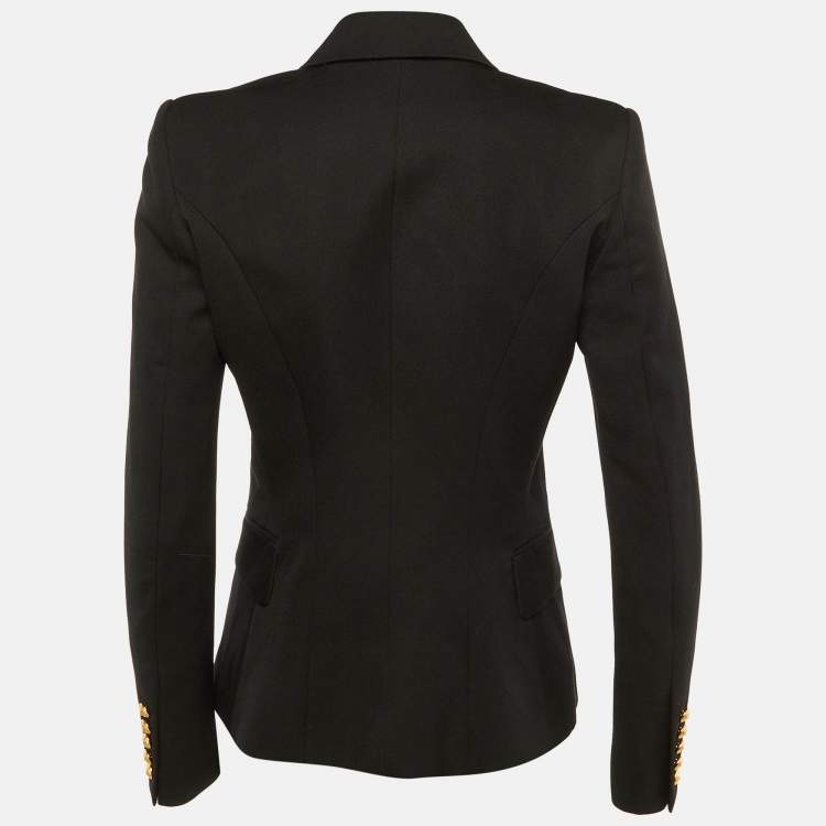 Pre Owned Balmain Black Wool Double Breasted Blazer M