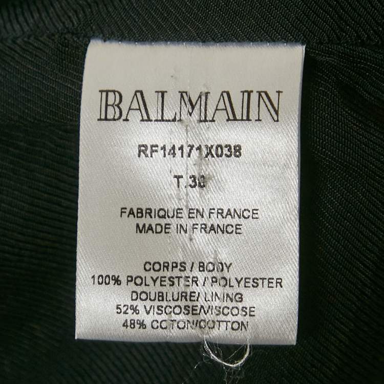 Pre Owned Balmain Black Sequin Button Detail Mini Skirt M