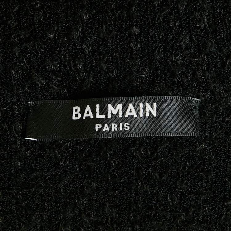 Pre Owned Balmain Black /Blue Striped Lurex Tweed Jacket S