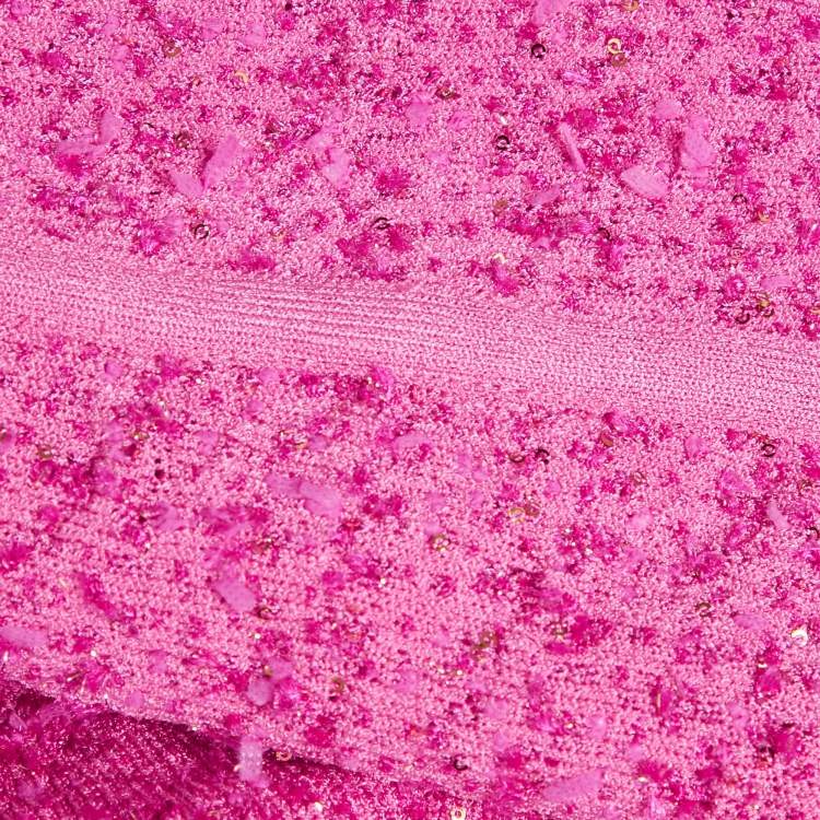 مملوكة مسبقًا Balmain Paris Pink Textured Tweed Open Front Jacket M