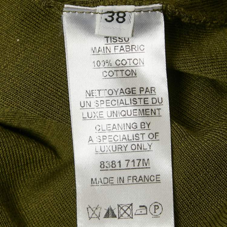 Pre Owned Balmain Olive Green Cotton Knit Top M