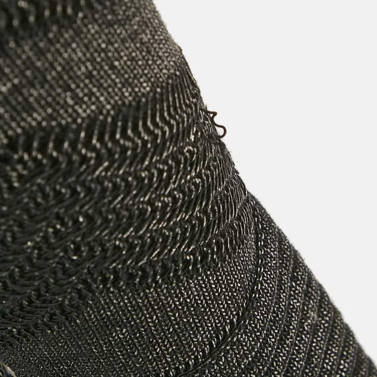 Pre Owned Balmain Black Lurex Patterned Knit Mock Neck Mini Dress S