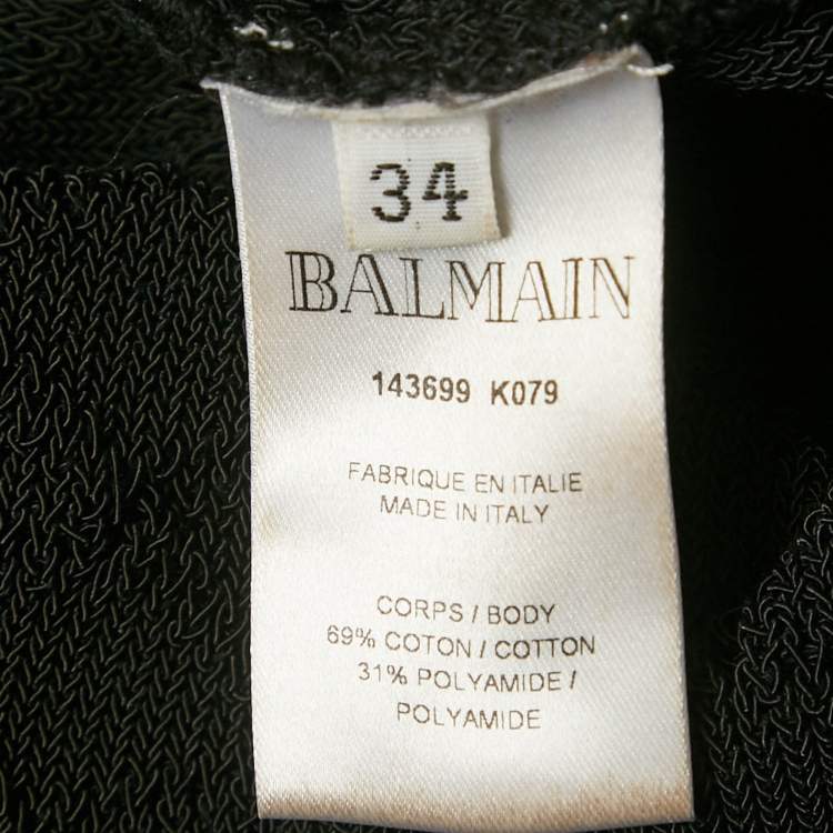 Pre Owned Balmain Black Lurex Patterned Knit Mock Neck Mini Dress S