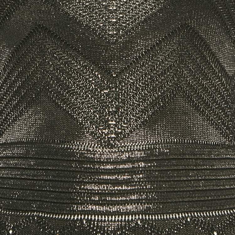 Pre Owned Balmain Black Lurex Patterned Knit Mock Neck Mini Dress S