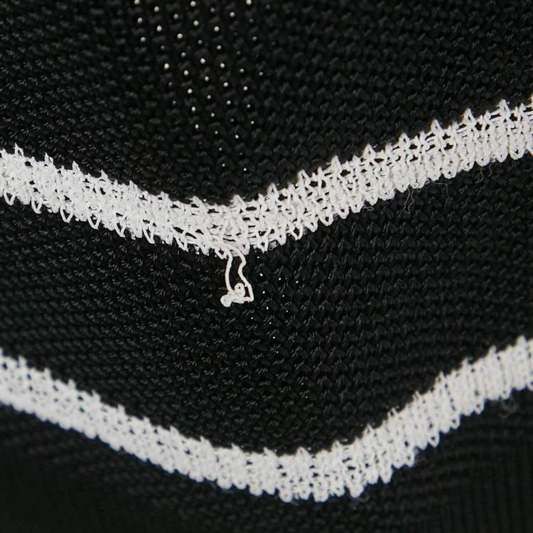 Pre Owned Balmain Black Striped Knit and Mesh Mini Bodycon Dress S