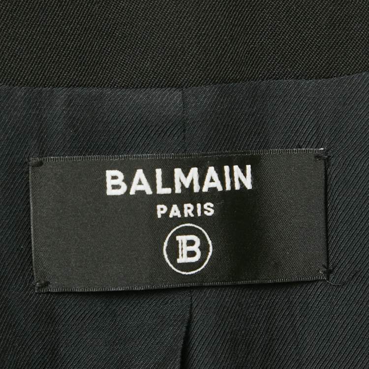Pre Owned Balmain Black Wool Double Breasted Blazer L