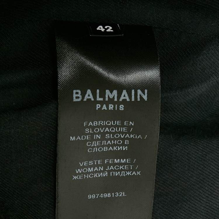 Pre Owned Balmain Black Wool Double Breasted Blazer L