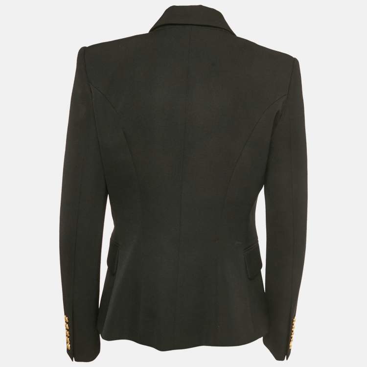 Pre Owned Balmain Black Wool Double Breasted Blazer L
