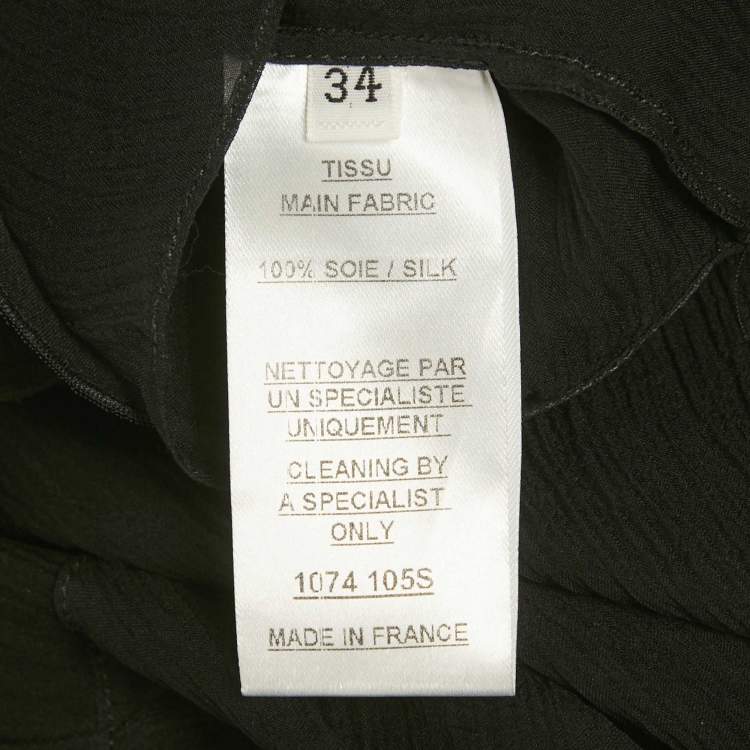 Pre Owned Balmain Black Silk Tiered Off-Shoulder Top S