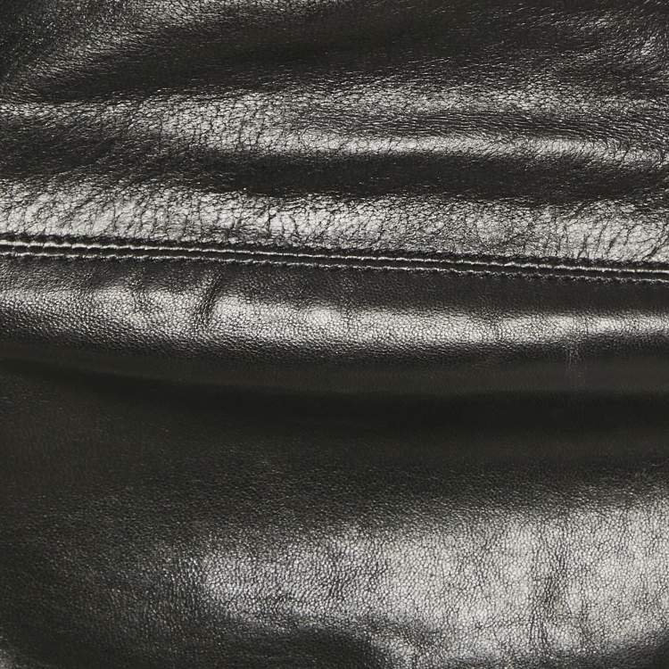 Pre Owned Balmain Black Leather Crop Top M