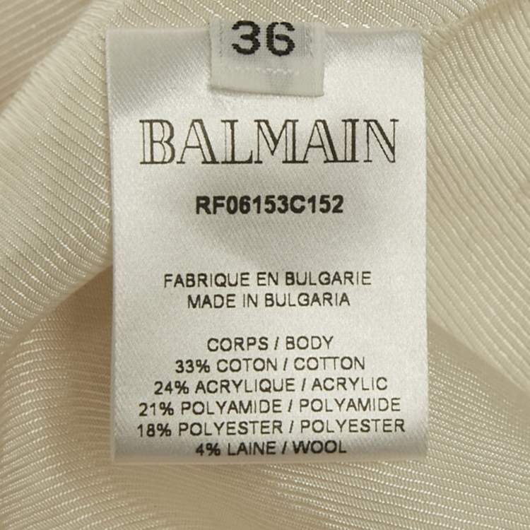 Pre Owned Balmain Pink /White Striped Lurex Tweed Mini Dress S