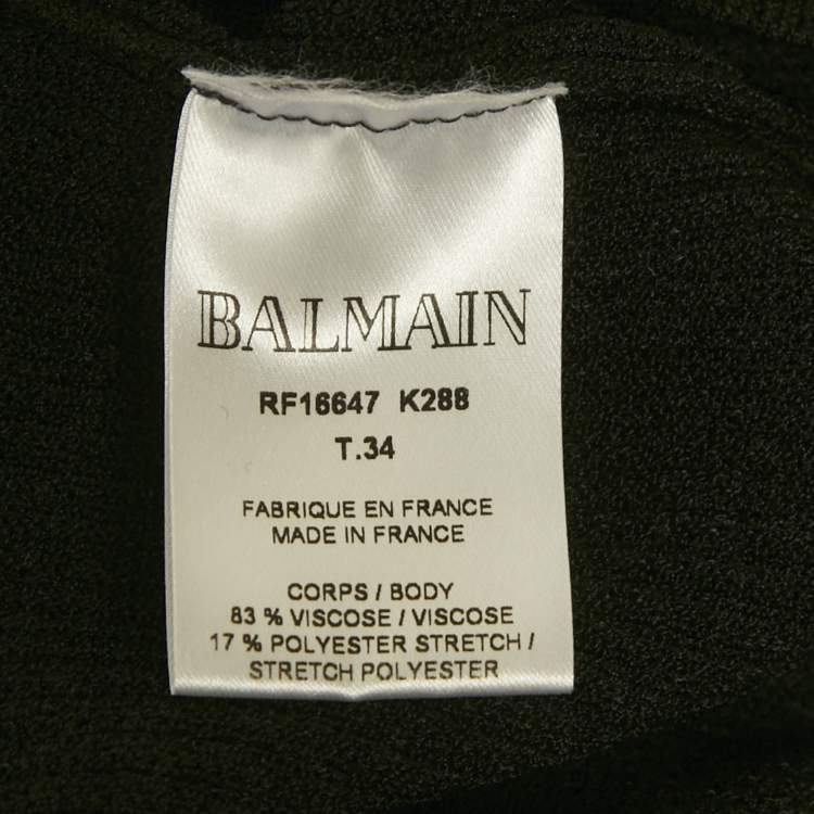 Pre Owned Balmain Black Stretch Knit Zip UP Mini Dress S