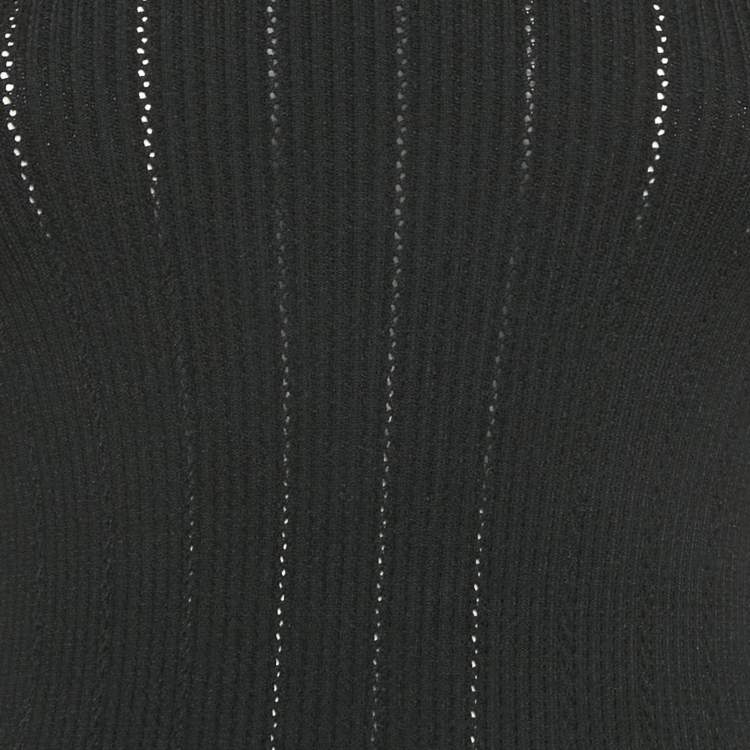 Pre Owned Balmain Black Stretch Knit Zip UP Mini Dress S