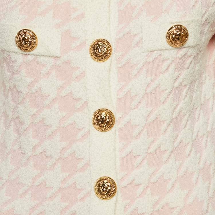 Pre Owned تنورة وبدلة بليزر بالمان قماش محبوك بنمط هوندستوث وردي مقاس صغير - سمول