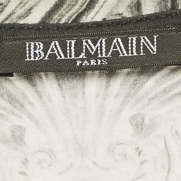 مملوكة مسبقًا Balmain Black Print Cotton Sleeveless Top M