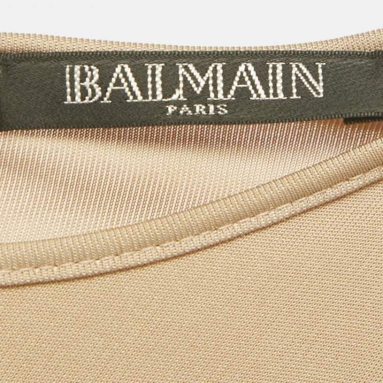 Pre Owned Balmain Beige Jersey Bodysuit S