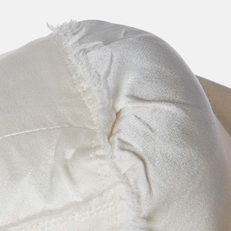 Pre Owned بلوزة بلمان ساتان بيج بربطة تفاصيل حافة خام مقاس متوسط - ميديم